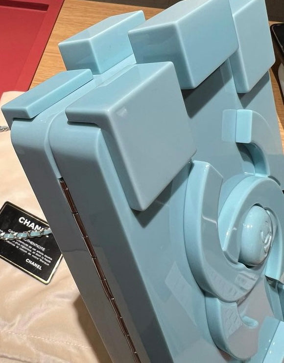 CHANEL Baby Blue Lego Clutch very rare pristine