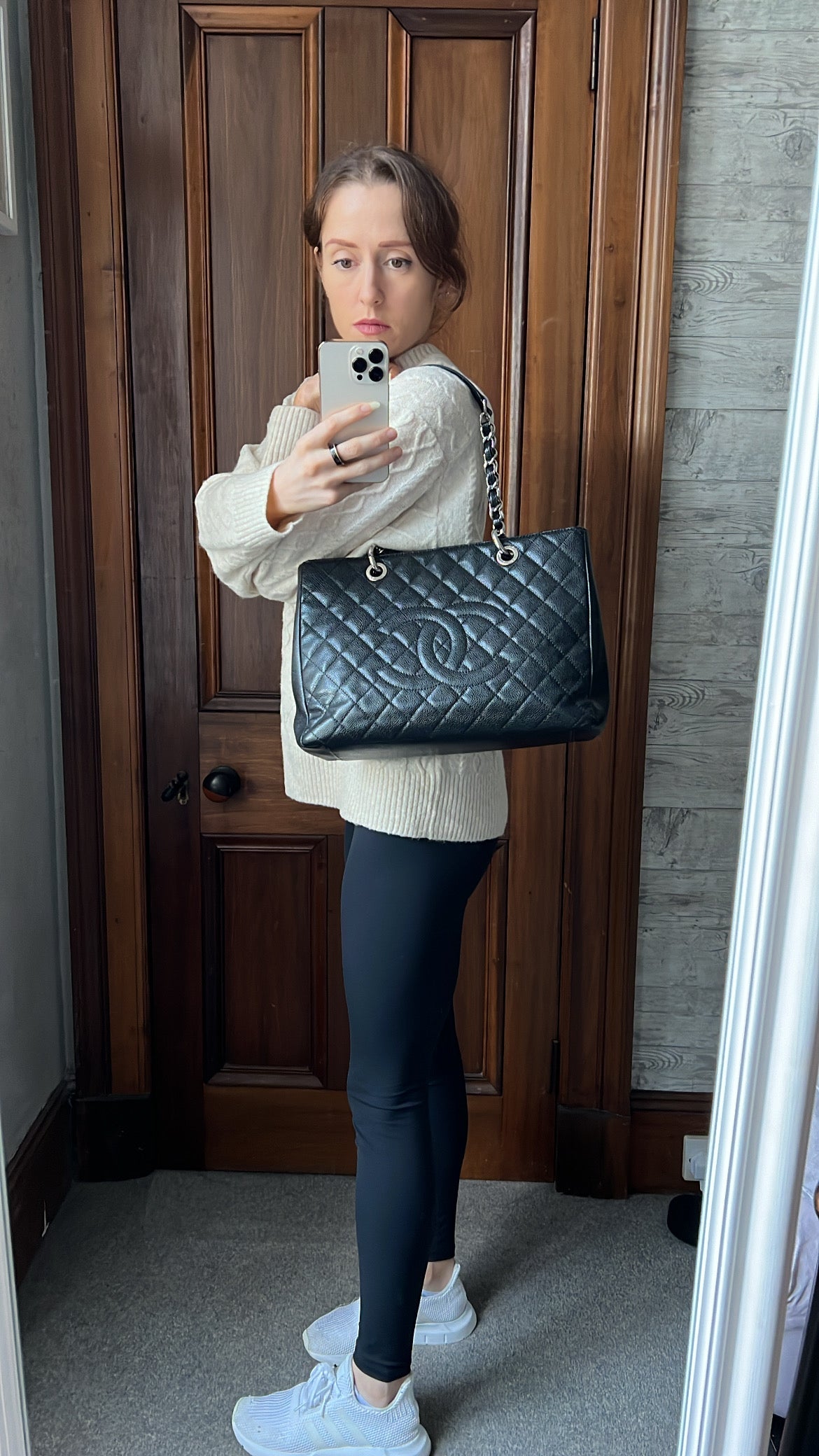Chanel Black Caviar Grand Shopper Tote Silver Hardware
