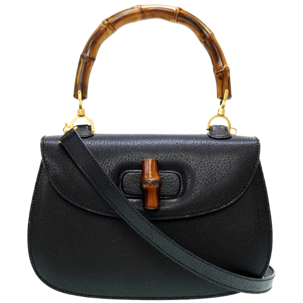 GUCCI Handbag leather black Bamboo Women