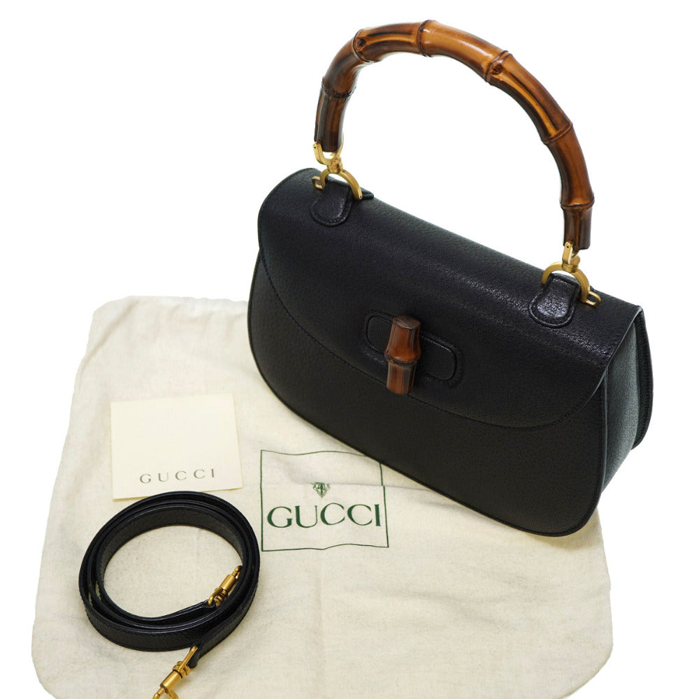 GUCCI Handbag leather black Bamboo Women