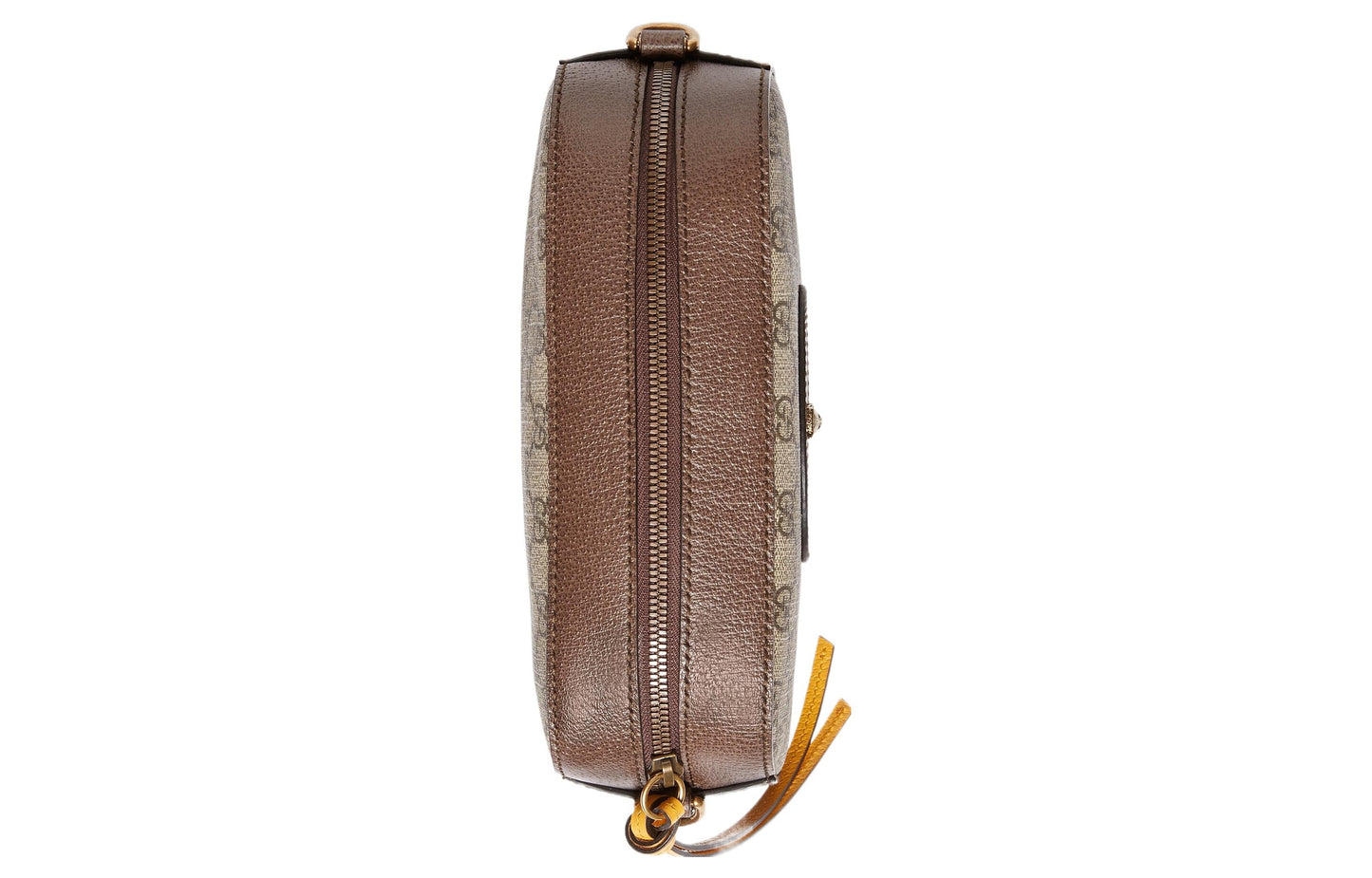 GUCCI Neo  Metallic Tiger Head Logo Stripe Webbing Shoulder Messenger Bag Unisex / / Brown / Yellow 476466-K9GVT-8856