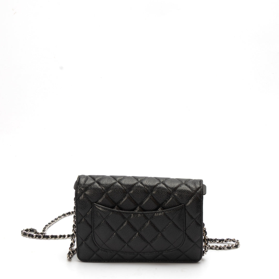 Chanel Black Caviar Quilted Wallet on Chain Crossbody