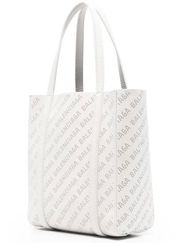 Luxury Balenciaga Trending 2026 Everyday All Over Logo Leather Tote Back White