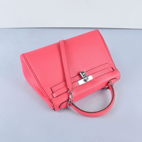 Luxury Hermes Kelly 32cm Togo Leather Handbag 6108 Lip Pink Silver