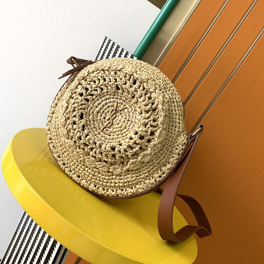 Yves Saint Laurent Sac Rond Bag In Raffia