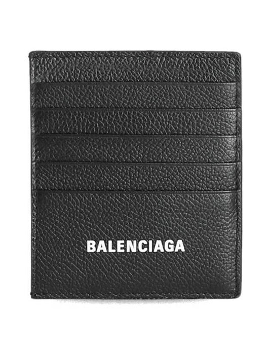 Luxury Balenciaga Trending 2026 Logo Vertical Card Wallet Black