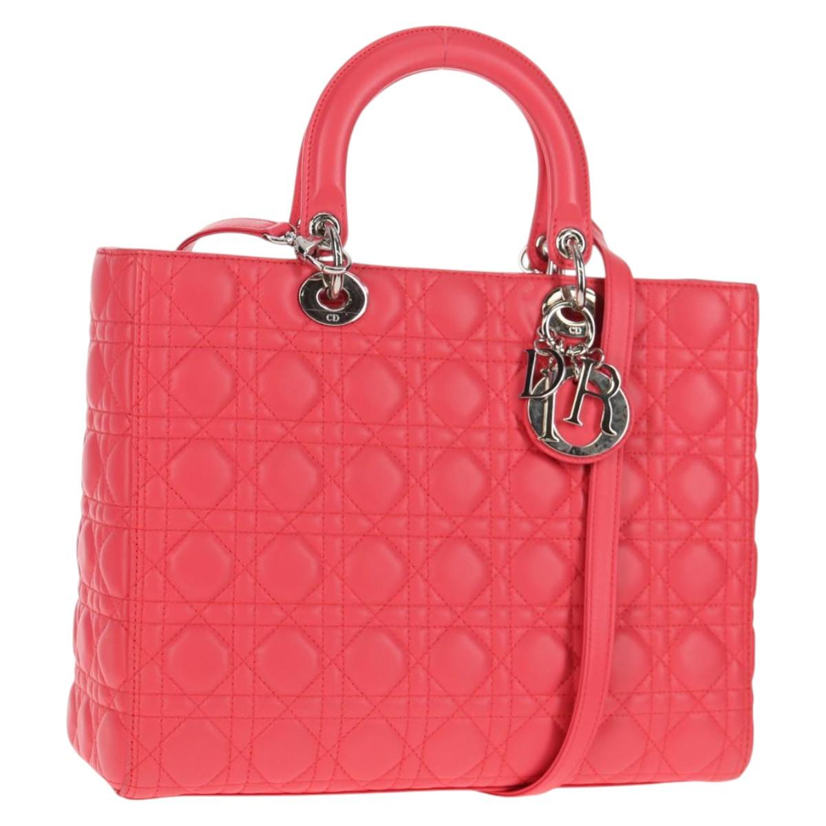 Christian Dior Lady Dior Bag Leather Pink Leather Bag  