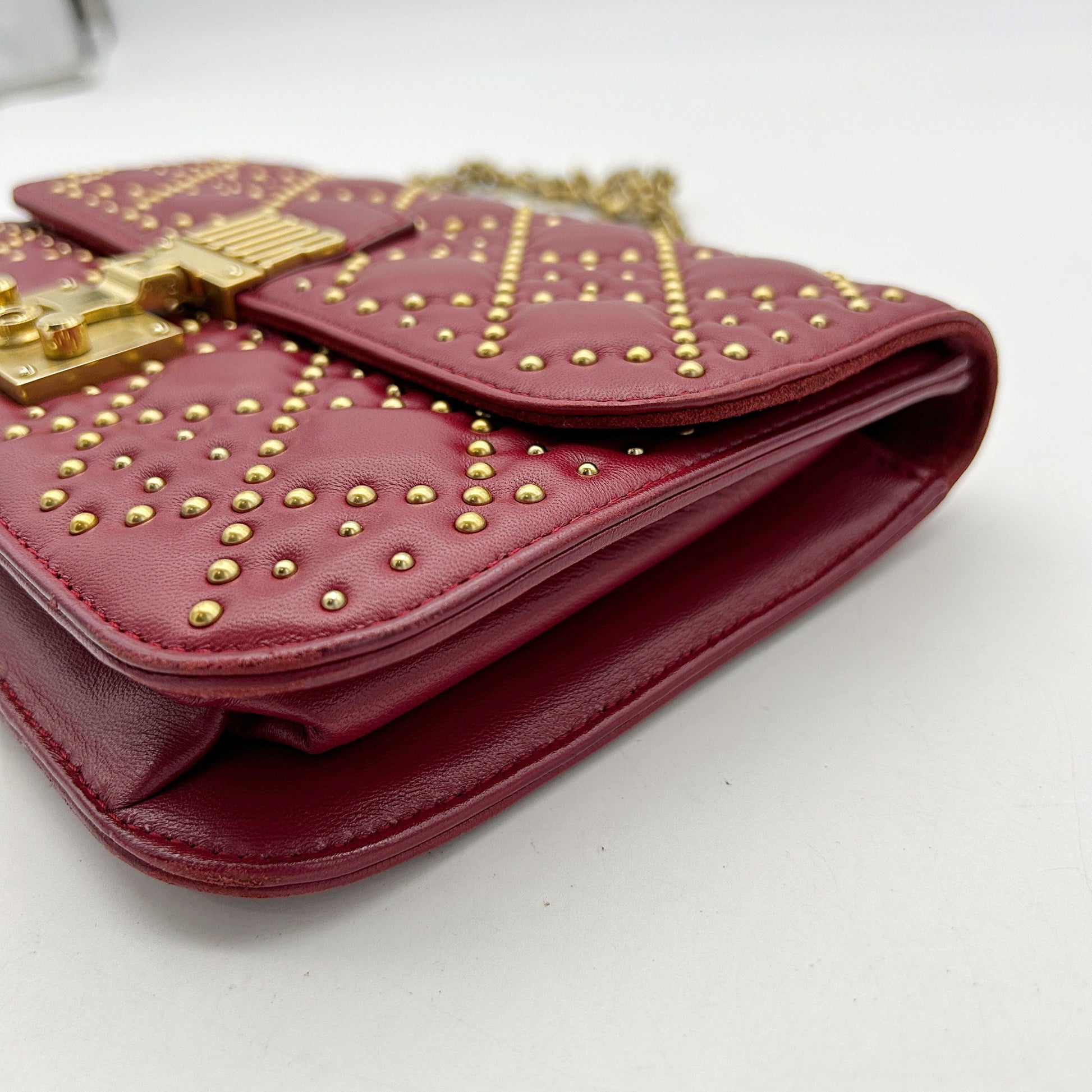 CHRISTIAN DIOR Lambskin Cannage Studded Small Dioraddict Flap Bag Red 2506042411
