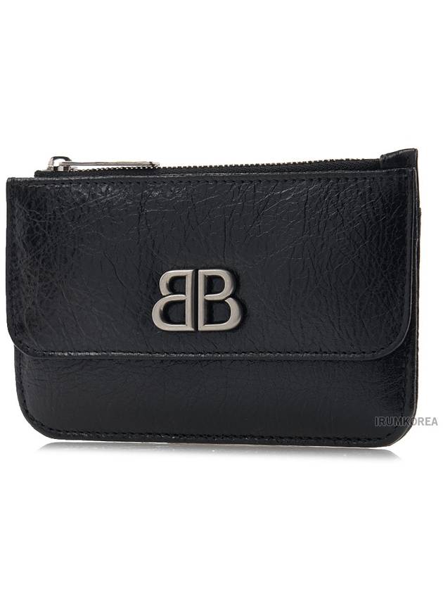 Luxury Balenciaga Trending 2026 BB Logo Zipper Card Wallet Black