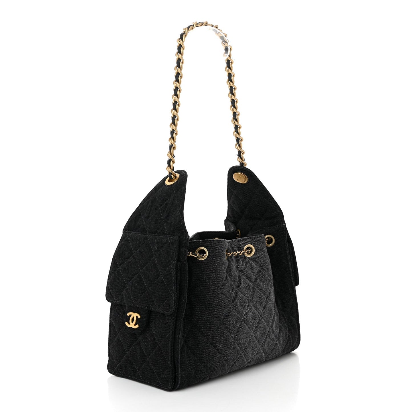 Washed Quilted Small Chanel 25 Handbag Black