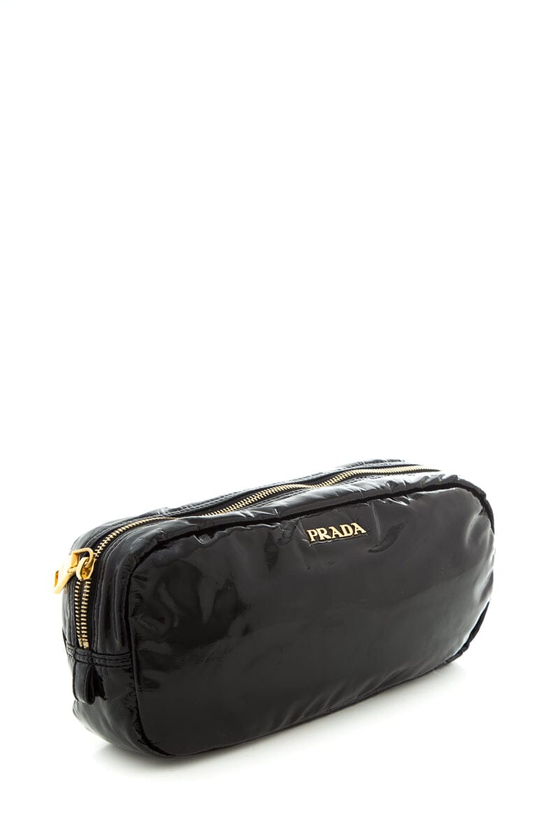 Prada Black Patent Pouch Luxury Handbag