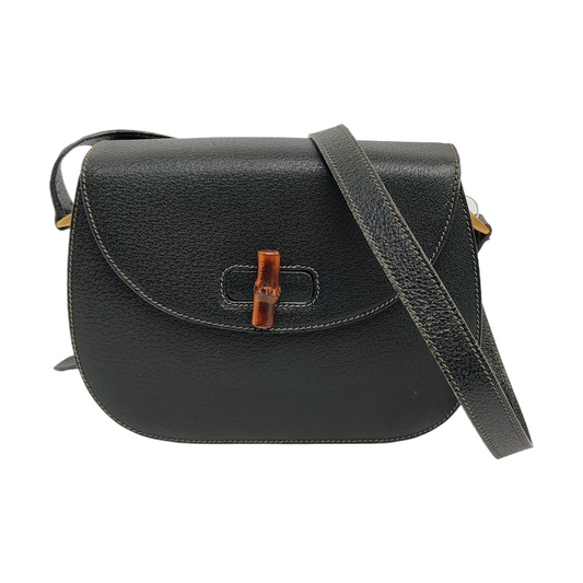 Gucci Bamboo 1947 Green Leather Medium Crossbody Bag