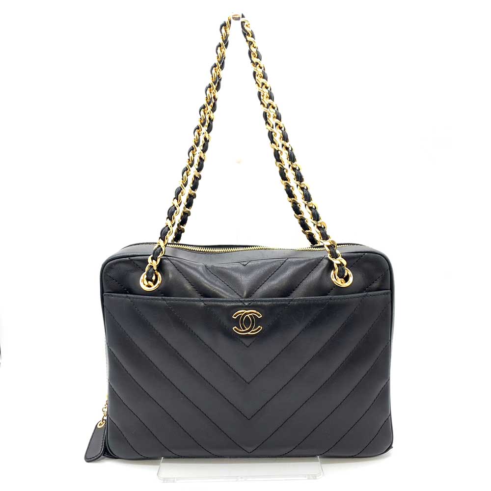 Chanel Lambskin V-Stitch Chain Shoulder Bag Classic Flap