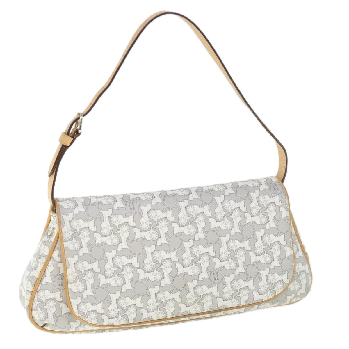 Luxury CELINE Sulky Shoulder Bag PVC Leather Gray 60029