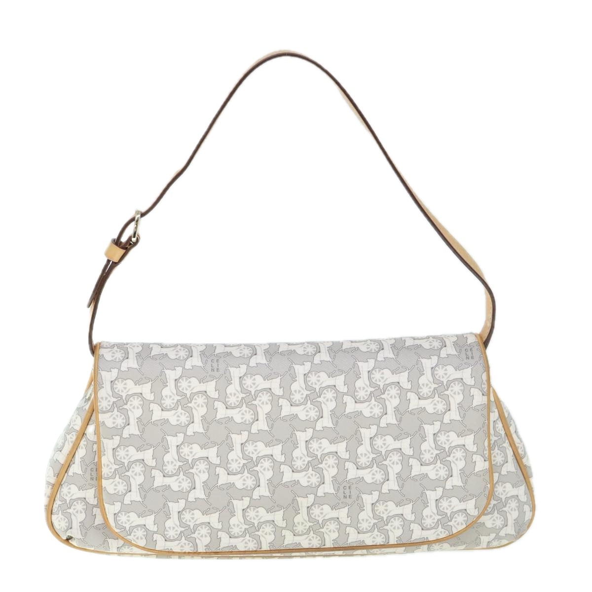 Luxury CELINE Sulky Shoulder Bag PVC Leather Gray 60029