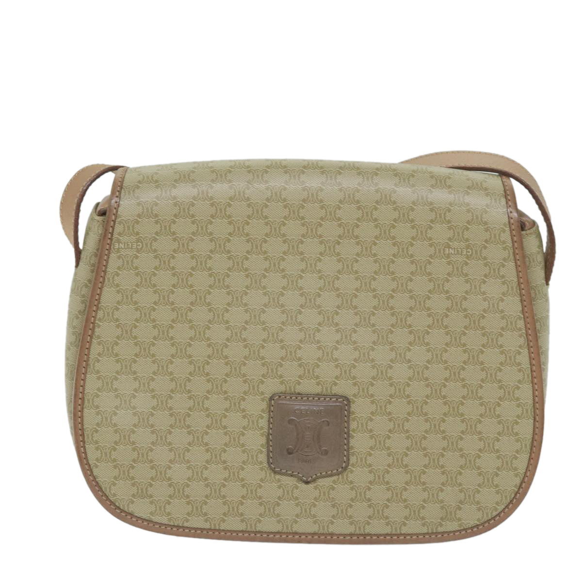 Luxury CELINE Macadam Canvas Shoulder Bag Beige 60065