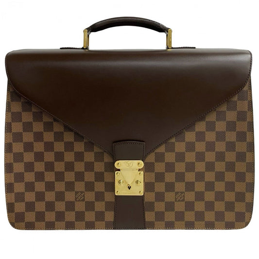 LOUIS VUITTON Business bag leather Brown Damier Ambassador