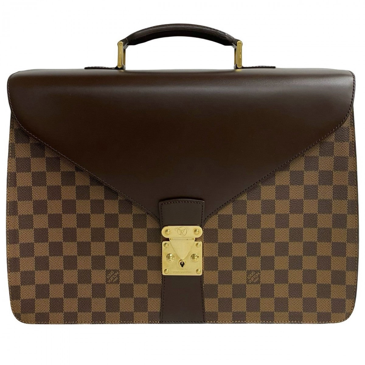 LOUIS VUITTON Business bag Leather, PVC Brown Special order Damier Ambassador mens