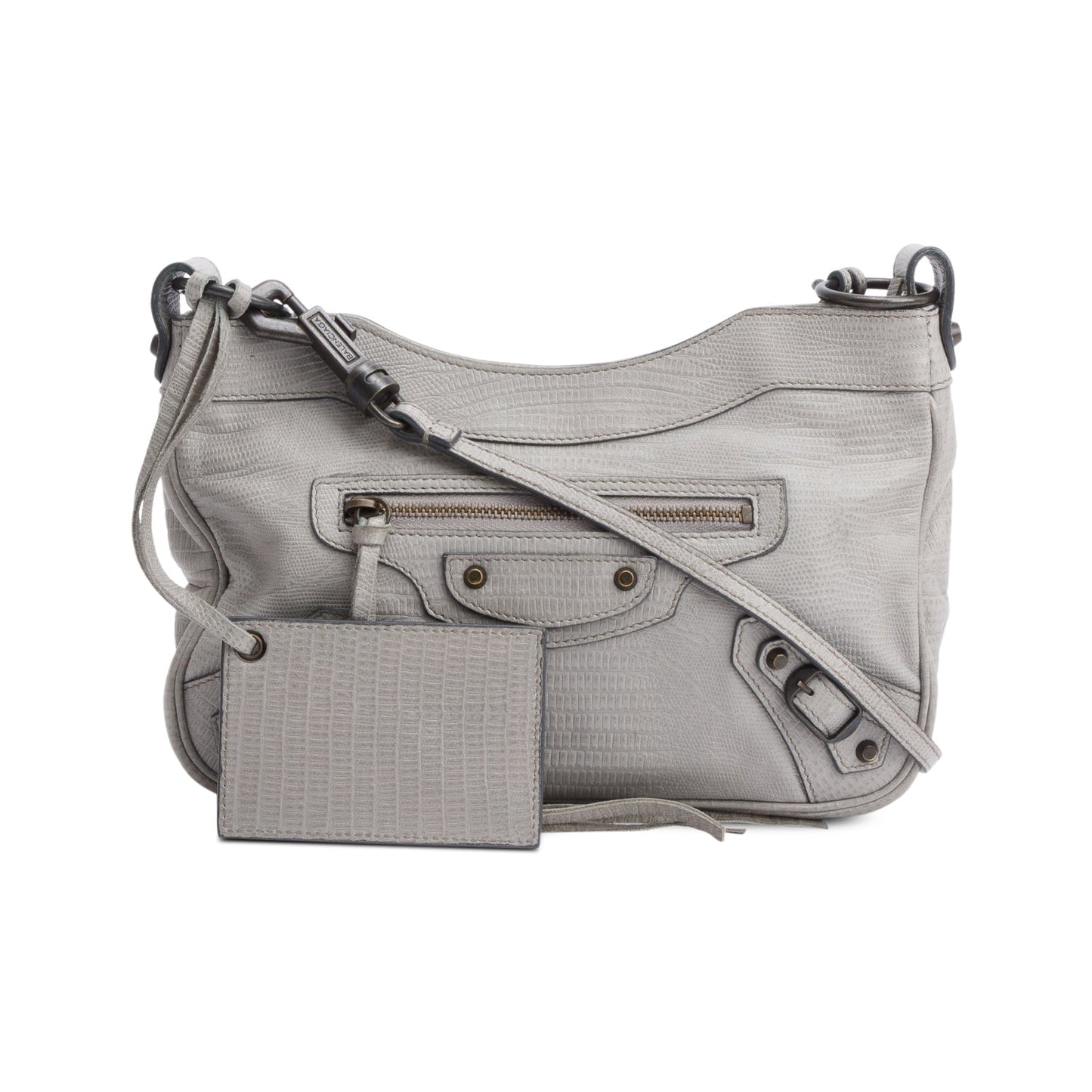 Balenciaga Grey Agneau Leather Classic Motorcycle Hip Crossbody