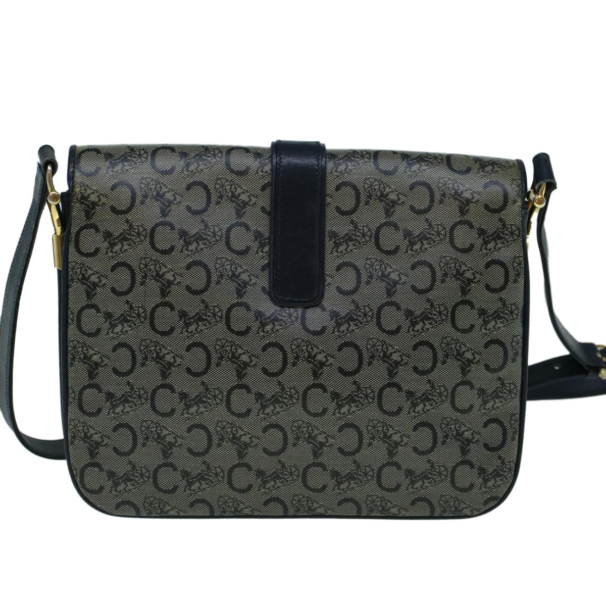 Luxury CELINE C Macadam Canvas Shoulder Bag Coated Canvas Navy 60345