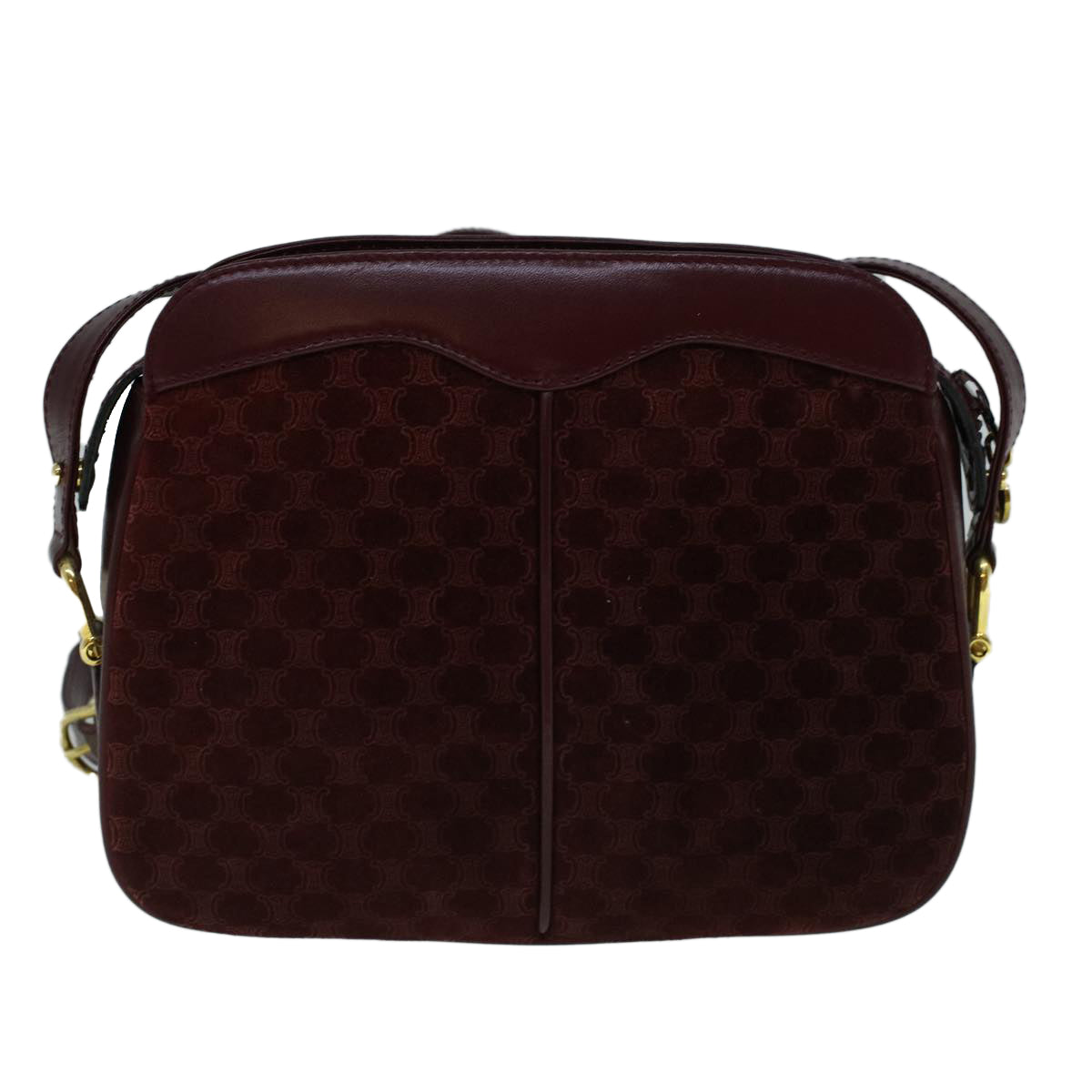 Luxury CELINE Macadam Canvas Shoulder Bag Suede Bordeaux 60346