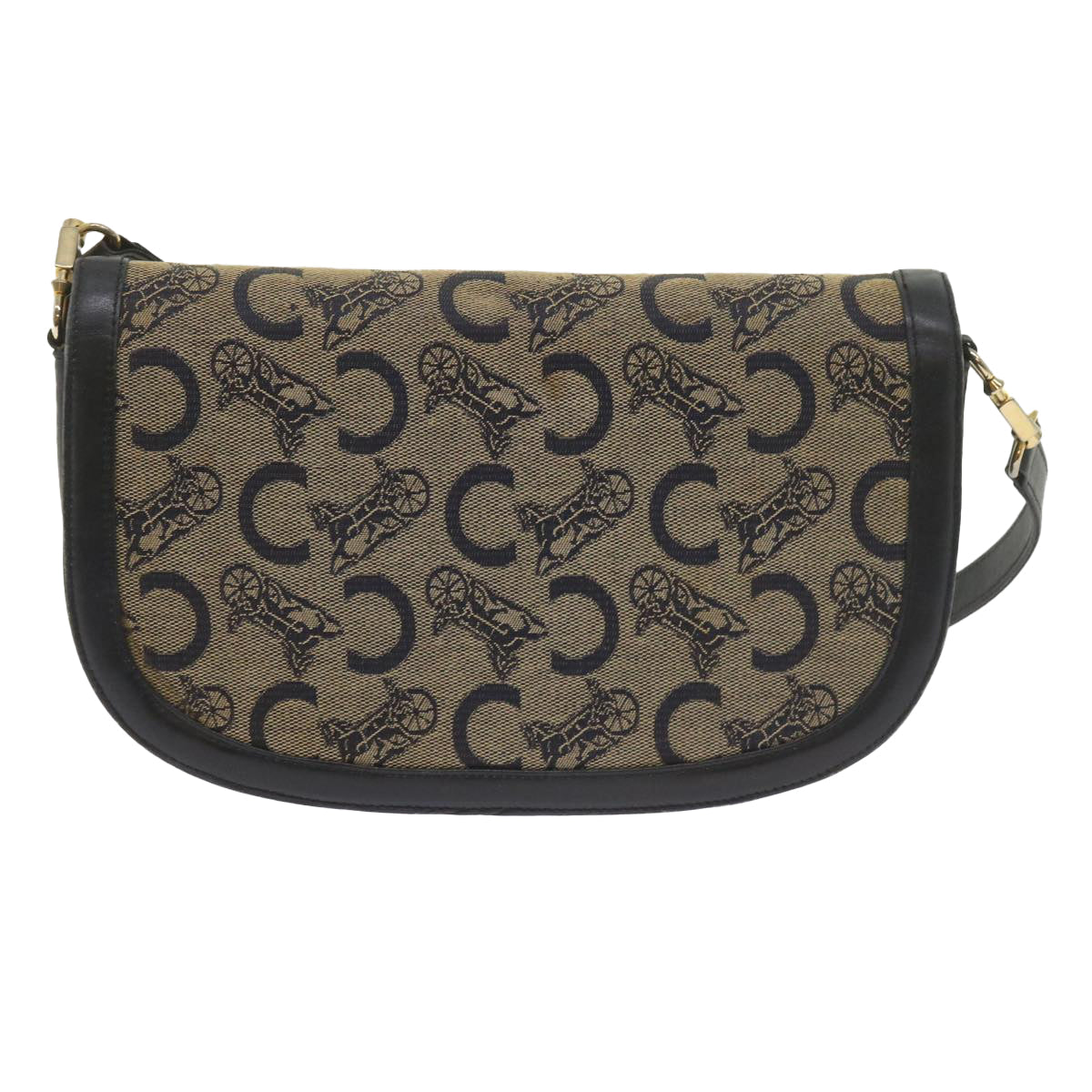 Luxury CELINE C Macadam Canvas Shoulder Bag Navy 60439