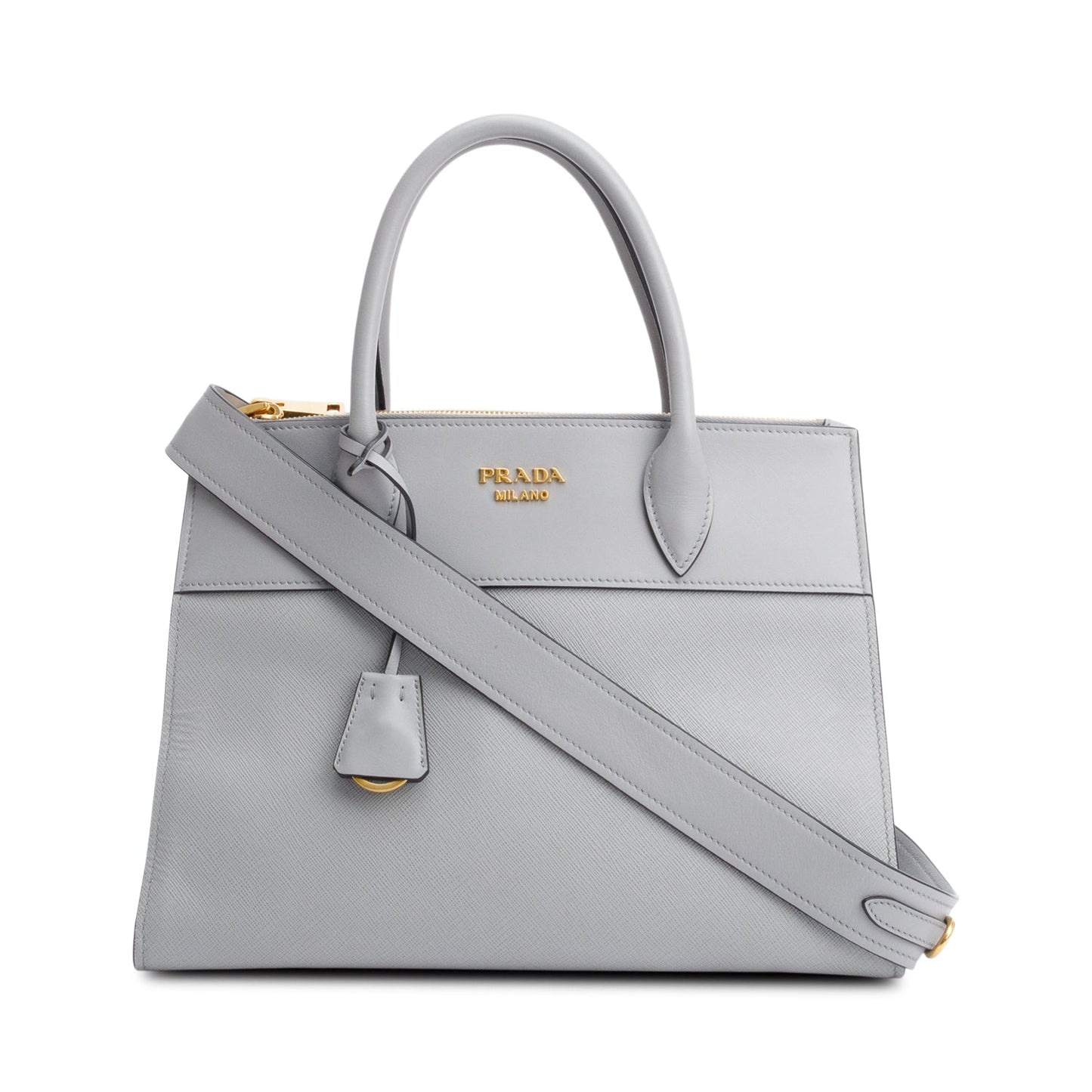 Prada Grey Saffiano & City Calf Leather Small Paradigme Tote