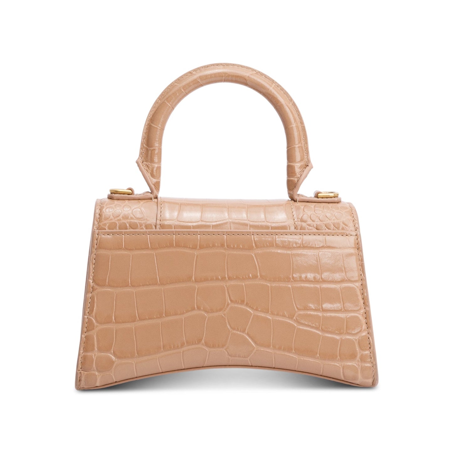 Balenciaga Beige Croc-Embossed Leather XS Hourglass Top Handle Bag
