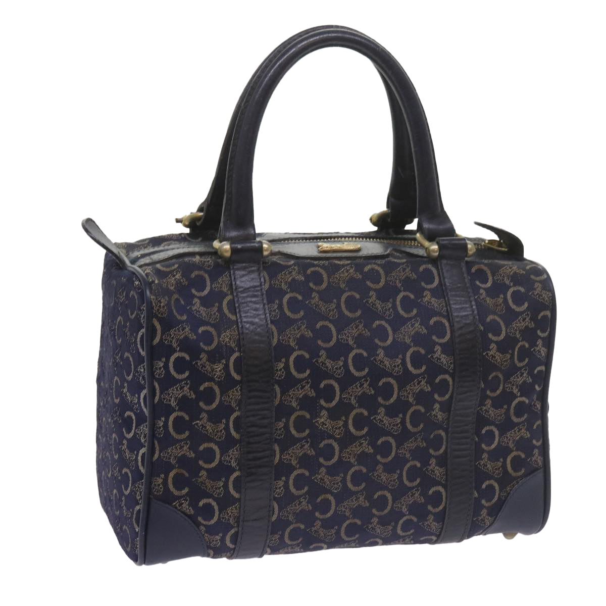 Luxury CELINE C Macadam Canvas Hand Bag Navy 60577