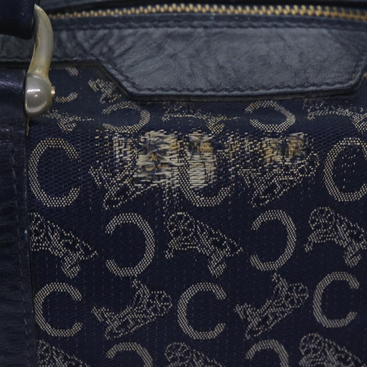 Luxury CELINE C Macadam Canvas Hand Bag Navy 60577