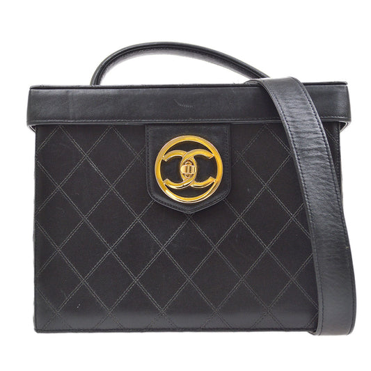 Chanel Black Calfskin 2way Shoulder Handbag