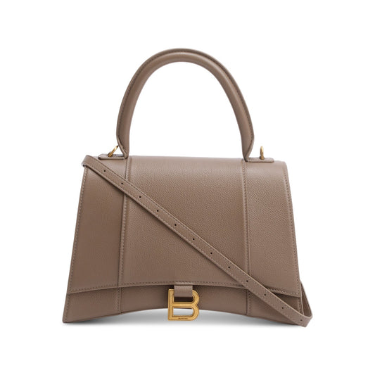 Balenciaga Beige Grained Leather Medium Hourglass Top Handle Bag
