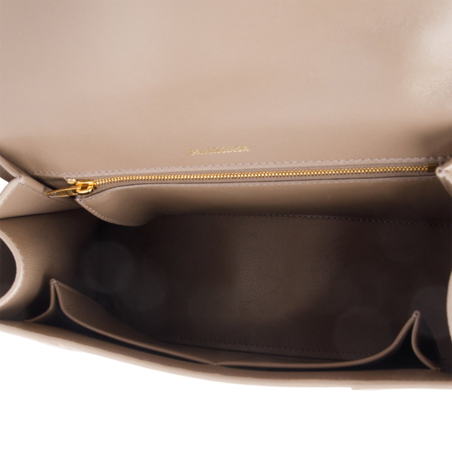 Balenciaga Beige Grained Leather Medium Hourglass Top Handle Bag