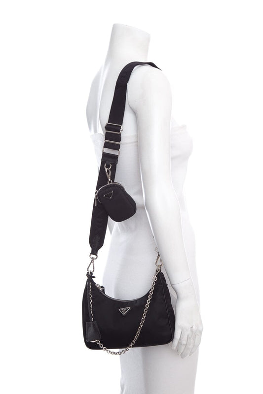 Prada Re-Edition Tessuto Black Hobo Handbag