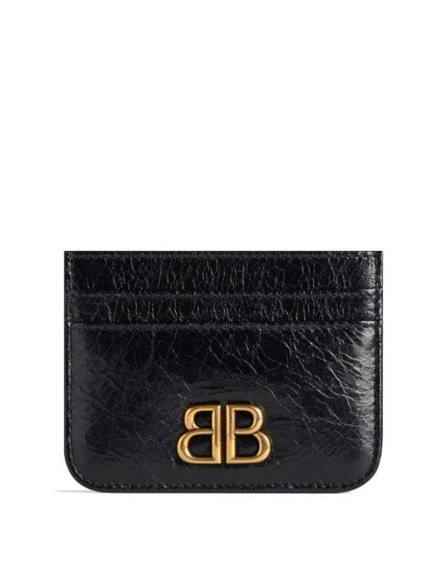 Luxury Balenciaga Trending 2026 Embellished Logo Leather Card Wallet Black