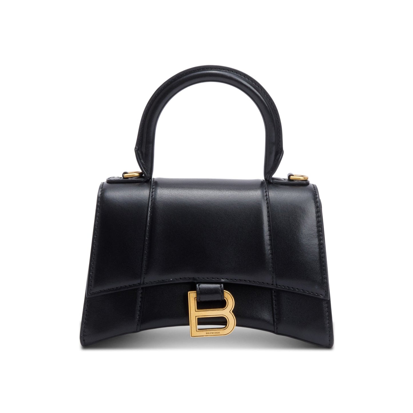 Balenciaga Black Leather XS Hourglass Top Handle Bag