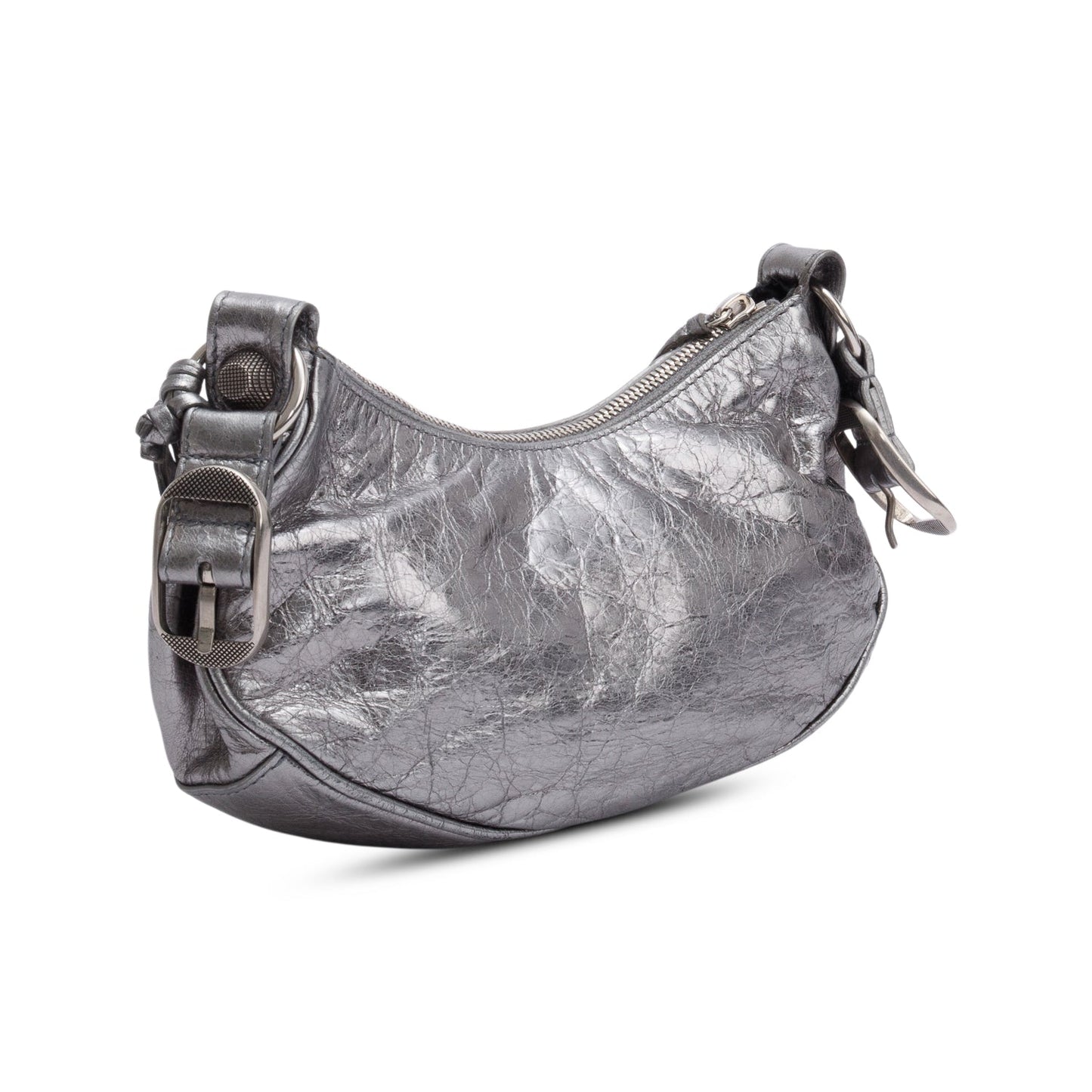 Balenciaga Metallic Silver Calfskin Le Cagole XS Shoulder Bag