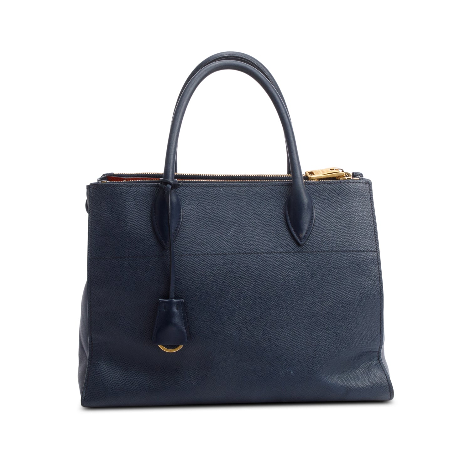 Prada Navy Saffiano & City Calf Leather Medium Greche Paradigme Tote