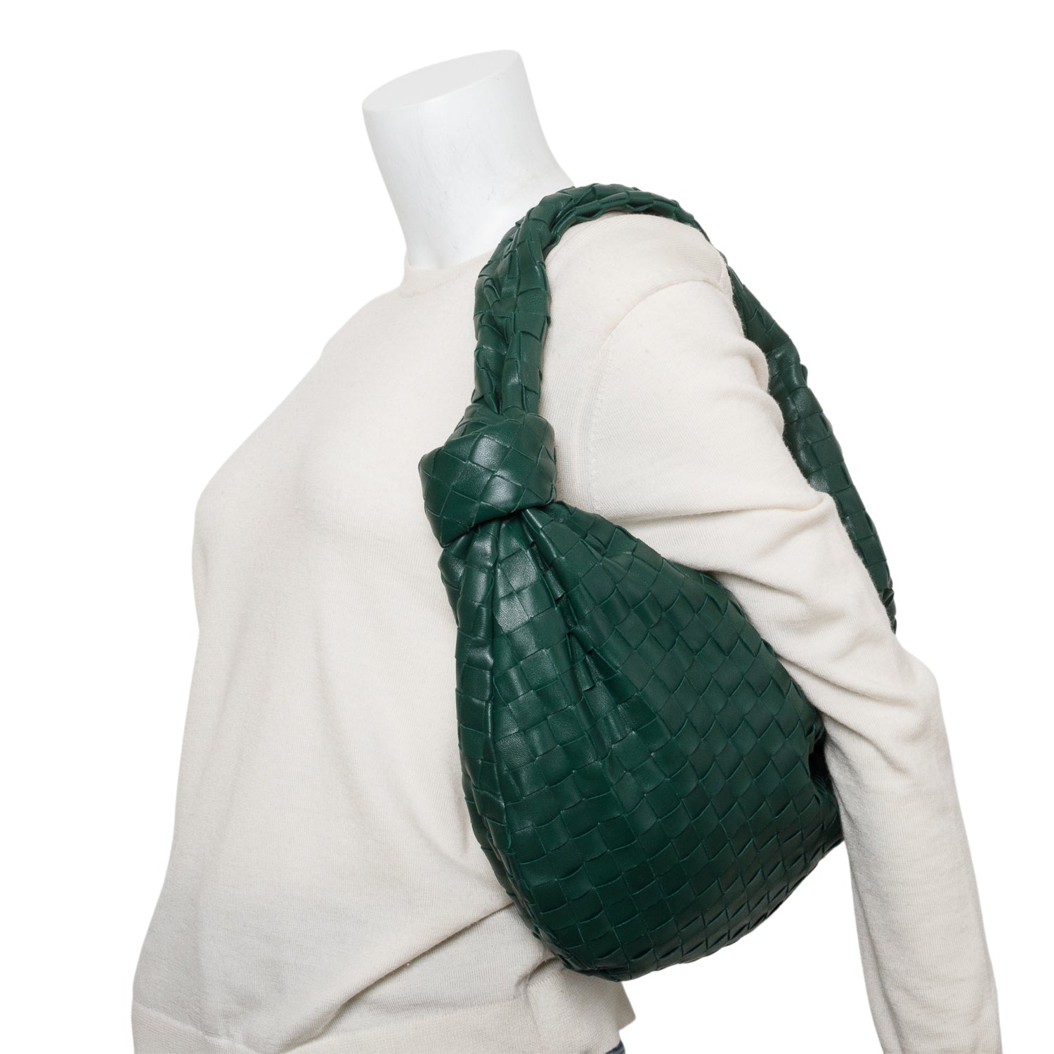 Bottega Veneta Green Intrecciato Leather Classic Jodie Hobo Bag