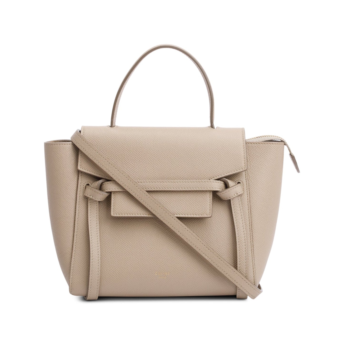 Celine Beige Grained Calfskin Leather Nano Belt Bag
