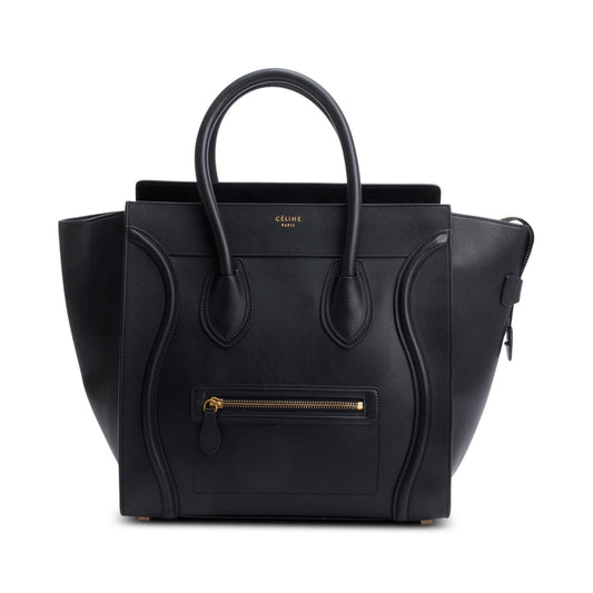 Celine Black Smooth Calfskin Leather Mini Luggage Tote
