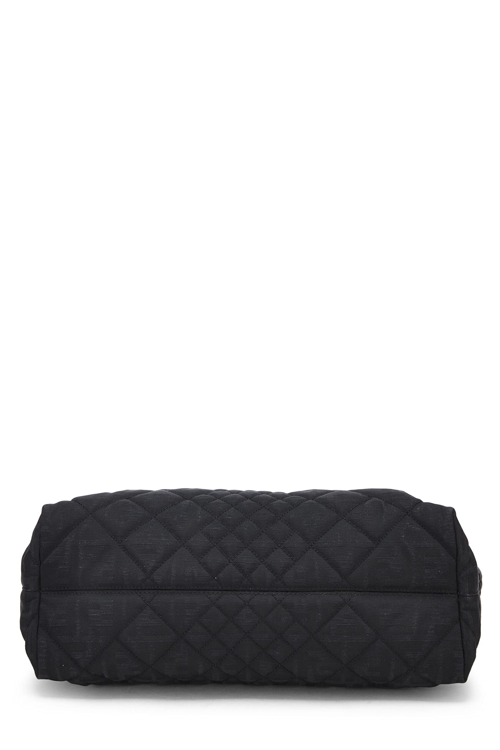 Fendi, Black Quilted Canvas Chain Tote, Black