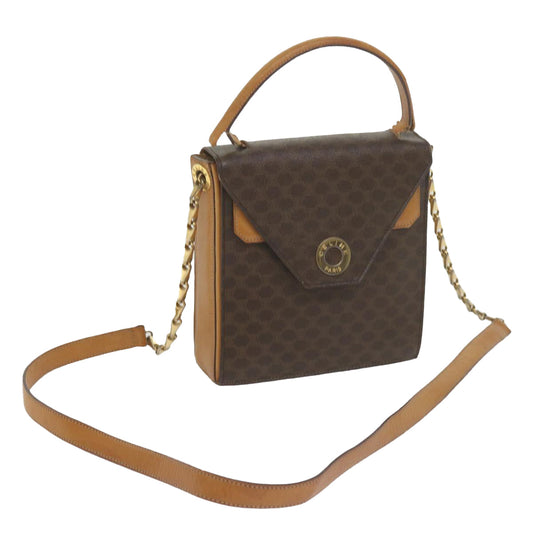 Luxury CELINE Macadam Canvas Shoulder Bag PVC Leather Brown 61554