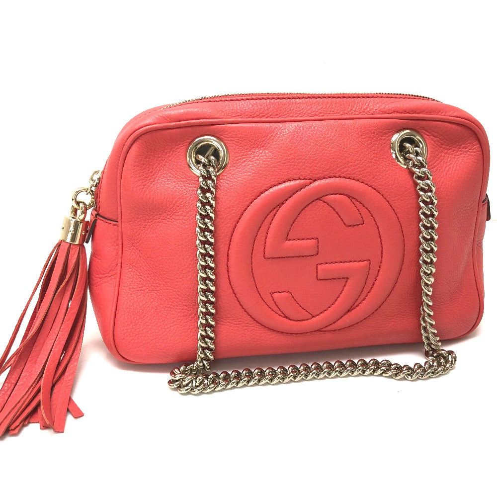 GUCCI Shoulder Bag 308983 leather Begonia pink Interlocking G SOHO Small Women
