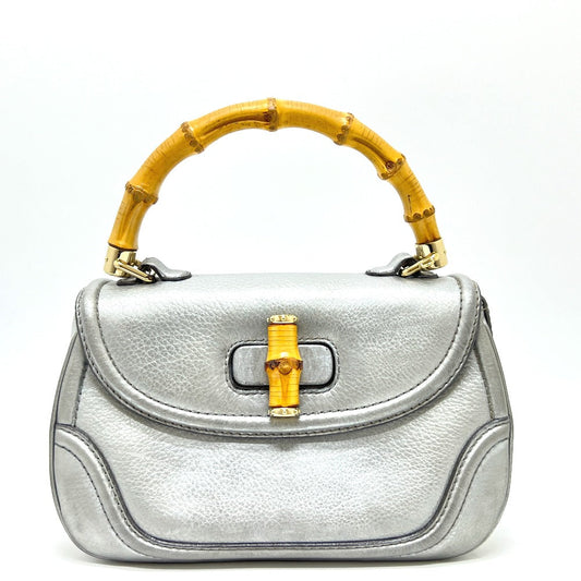 GUCCI Handbag 254884 leather Silver New Bamboo