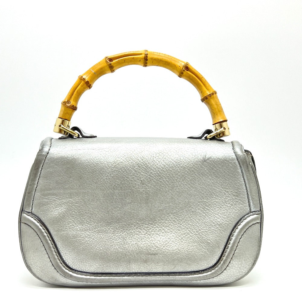 GUCCI Handbag 254884 leather Silver New Bamboo