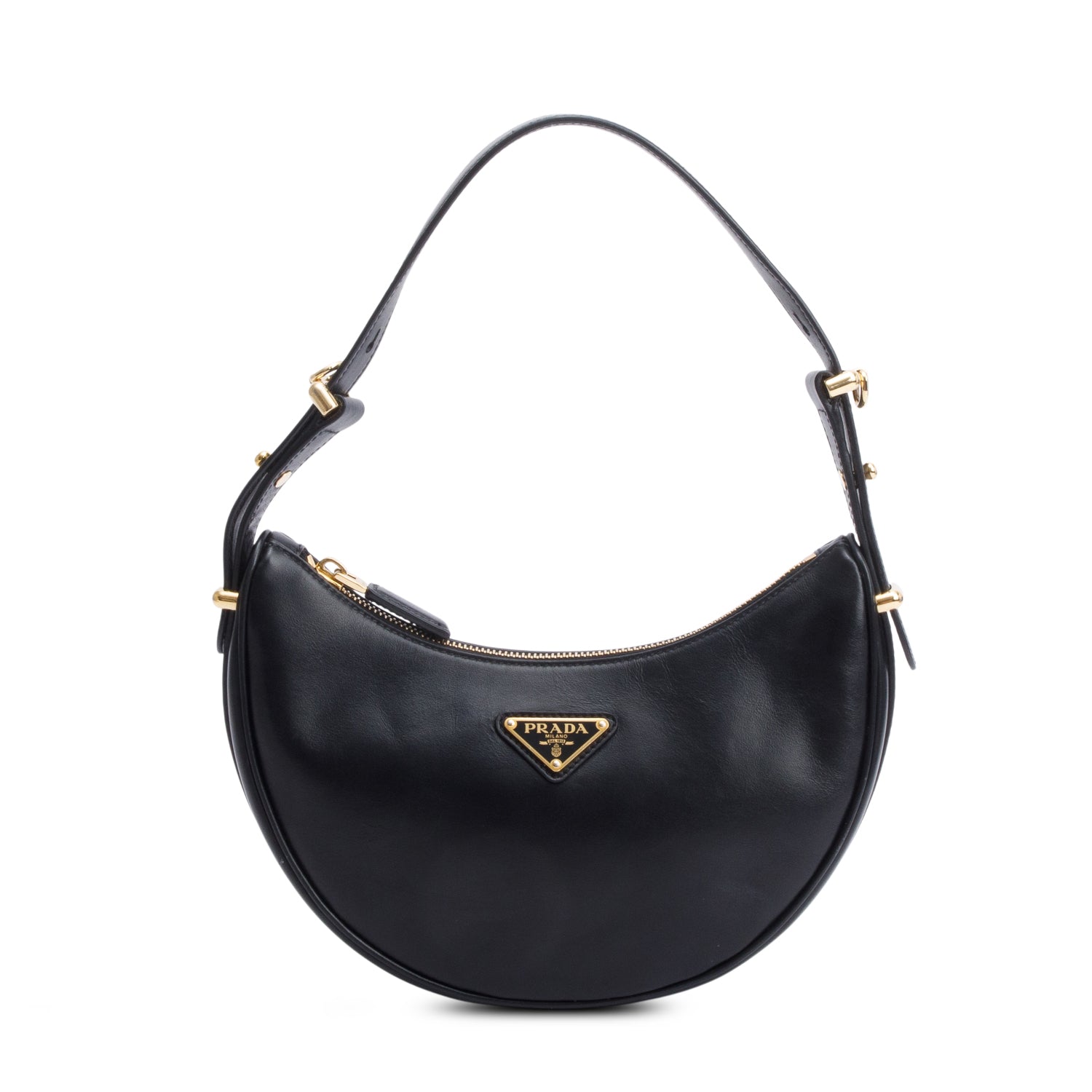Prada Black Soft Calf Leather Small Arque Shoulder Bag
