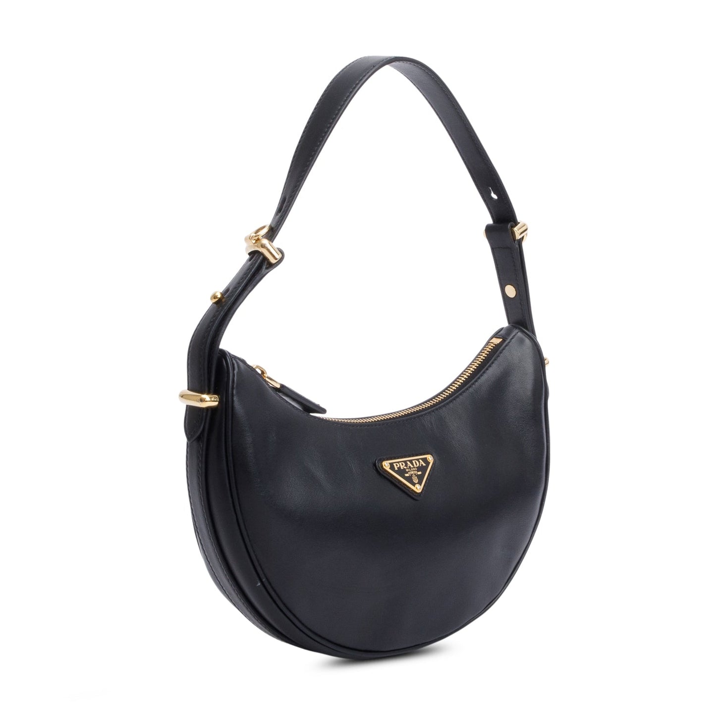 Prada Black Soft Calf Leather Small Arque Shoulder Bag