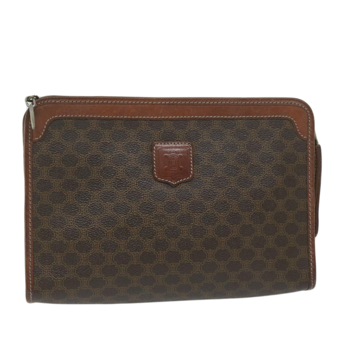 Luxury CELINE Macadam Canvas Clutch Bag PVC Brown 61680