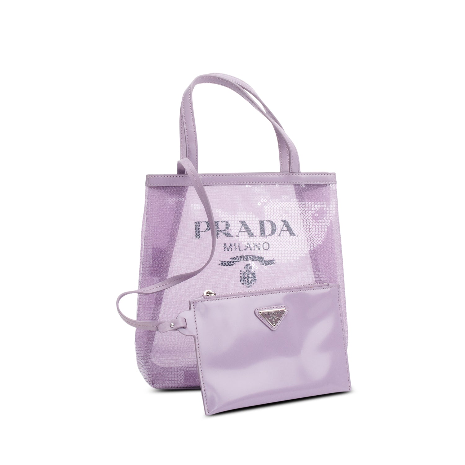 Prada Purple Sequin Mesh Small Tote Bag